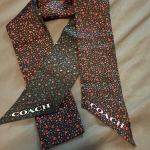 Coach Floral Silk Skinny Scarf